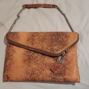 Henri Bendel pink python asymmetrical bag